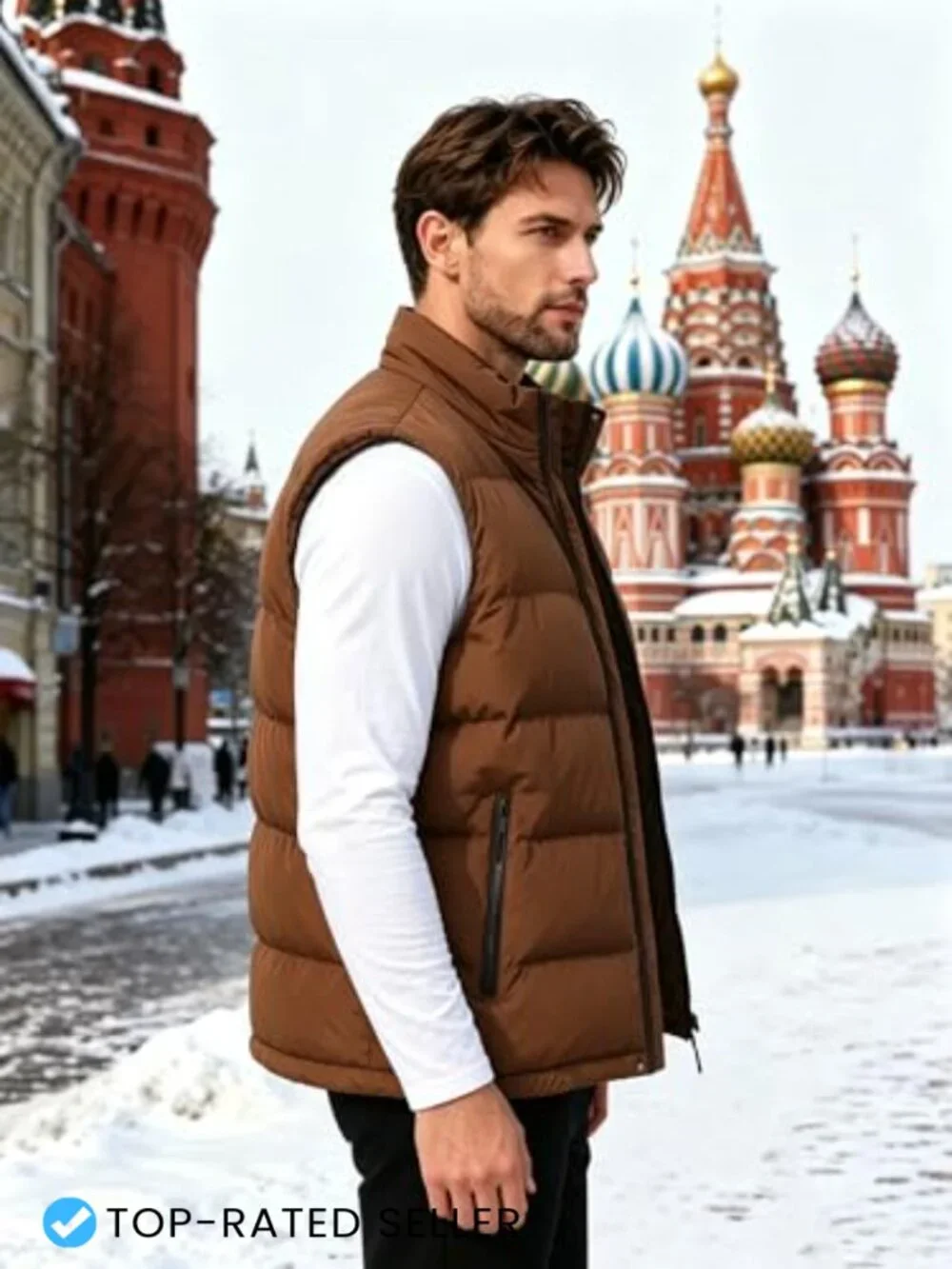 Men's Puffer Vest Sleeveless Quilted Jacket Warm Winter Outerwear Zip Pockets